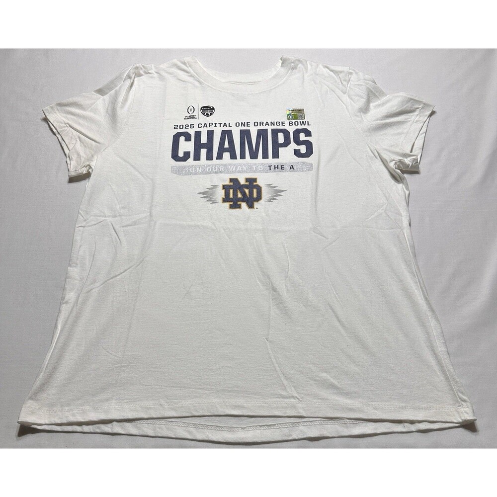 Notre Dame 2025 Orange Bowl Champions Football Shirt Womens XL ND NWOT New *READ
